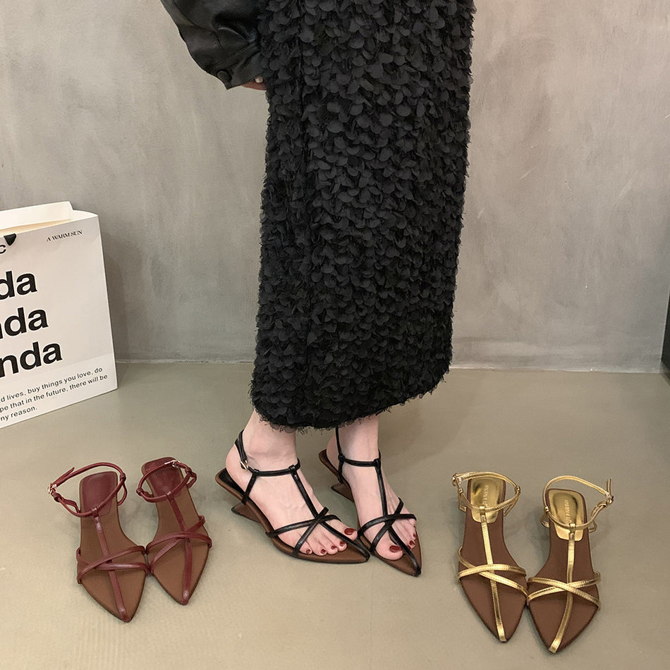 Crossover Wedge Sandals
