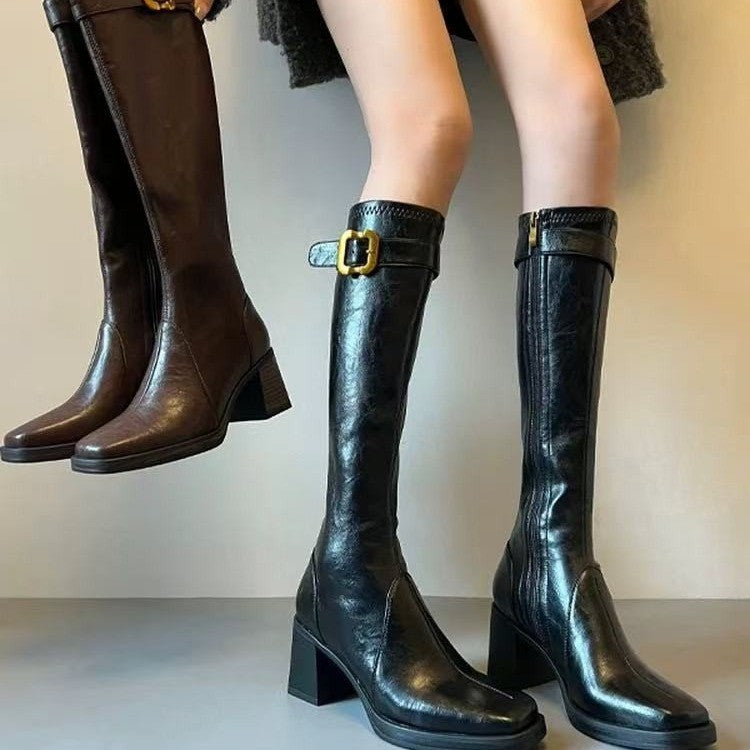 Women’s Over-The-Knee High-Heeled Knight Boots 2025 Square Toe