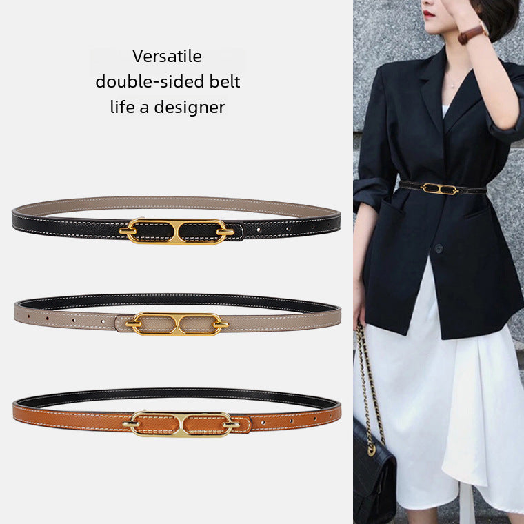 Simple Dual-Sided Thin Belt – Elegant All-Match Design