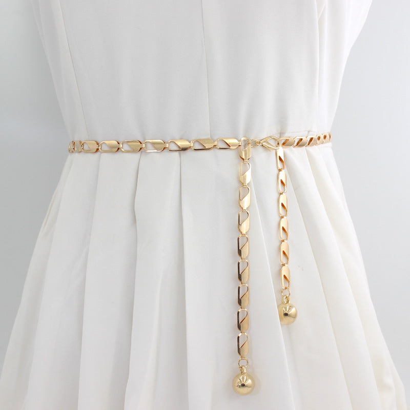 Metal Hook Waist Chain – Chic Korean Slim Belt for Dresses