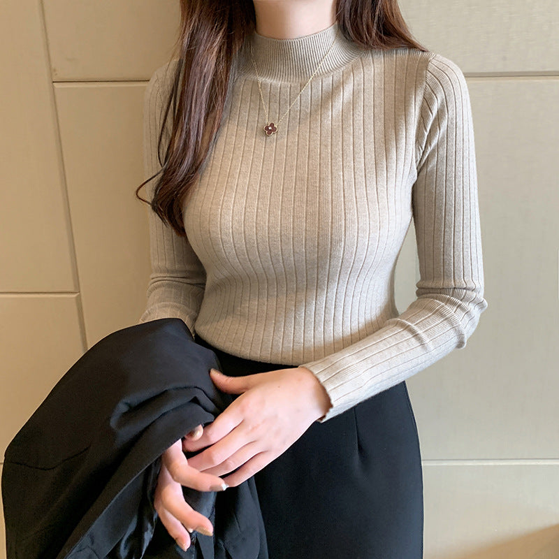 Women’s Half Turtleneck Knit Bottoming Shirt