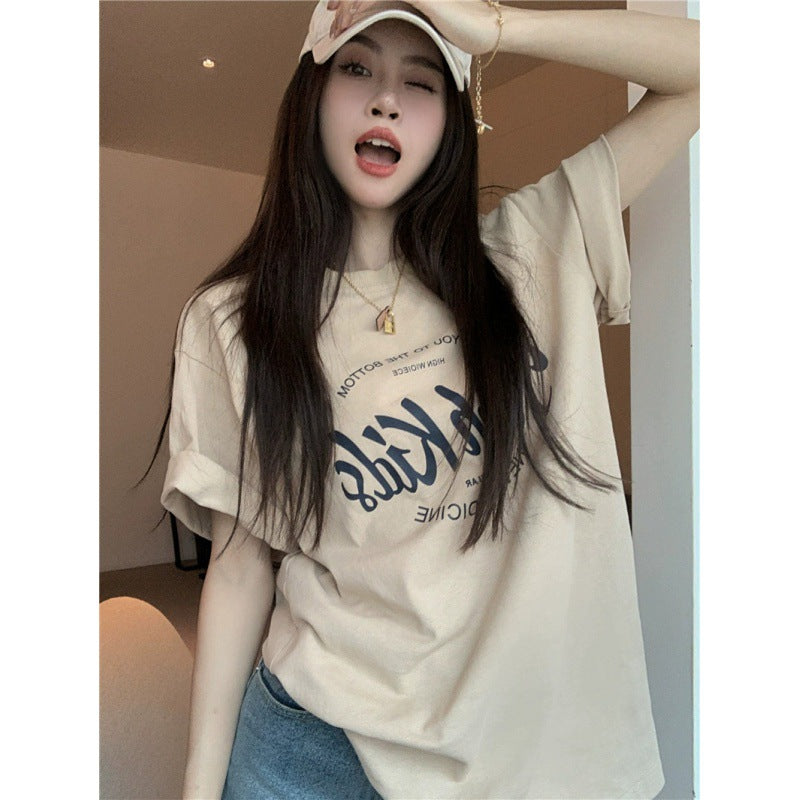 Women's Mid-Length T-Shirt – Retro Korean Style