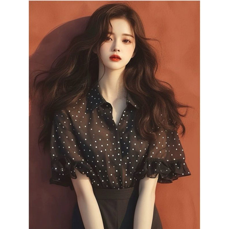 Women's French-Style Elegant Chiffon Top