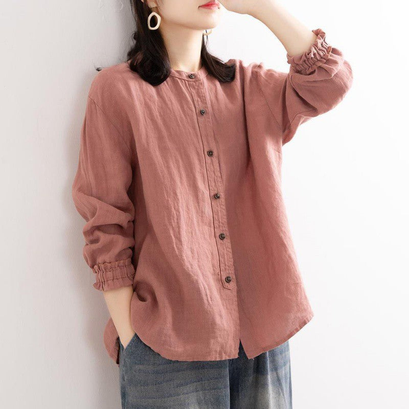 Artistic Retro Cotton Linen Shirt – Casual Elegance