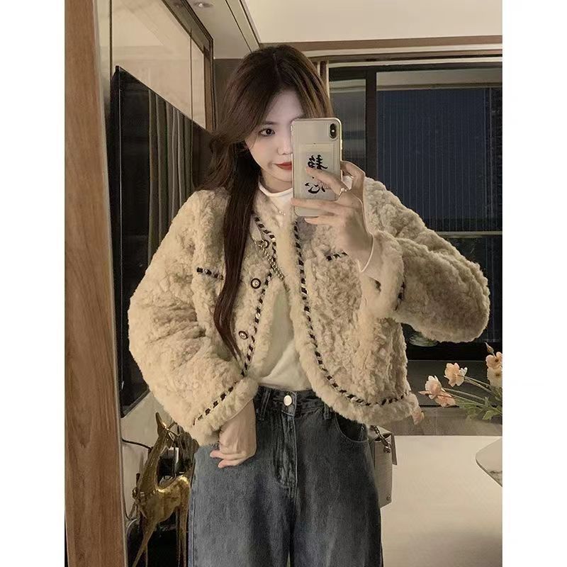 Tweed-Style Lamb Wool Jacket