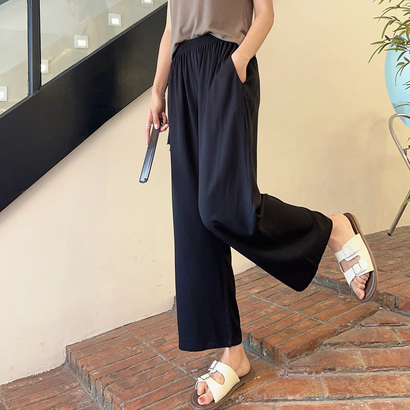 Cotton Silk Wide-Leg Pants