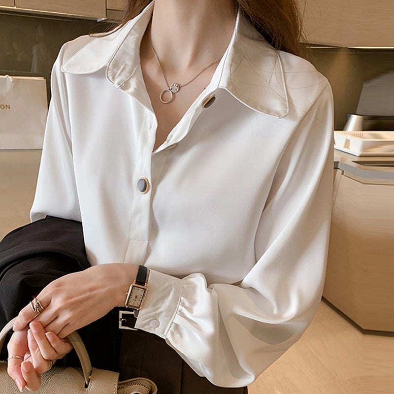 Women’s White Western Style Long Sleeve Chiffon Shirt 2025