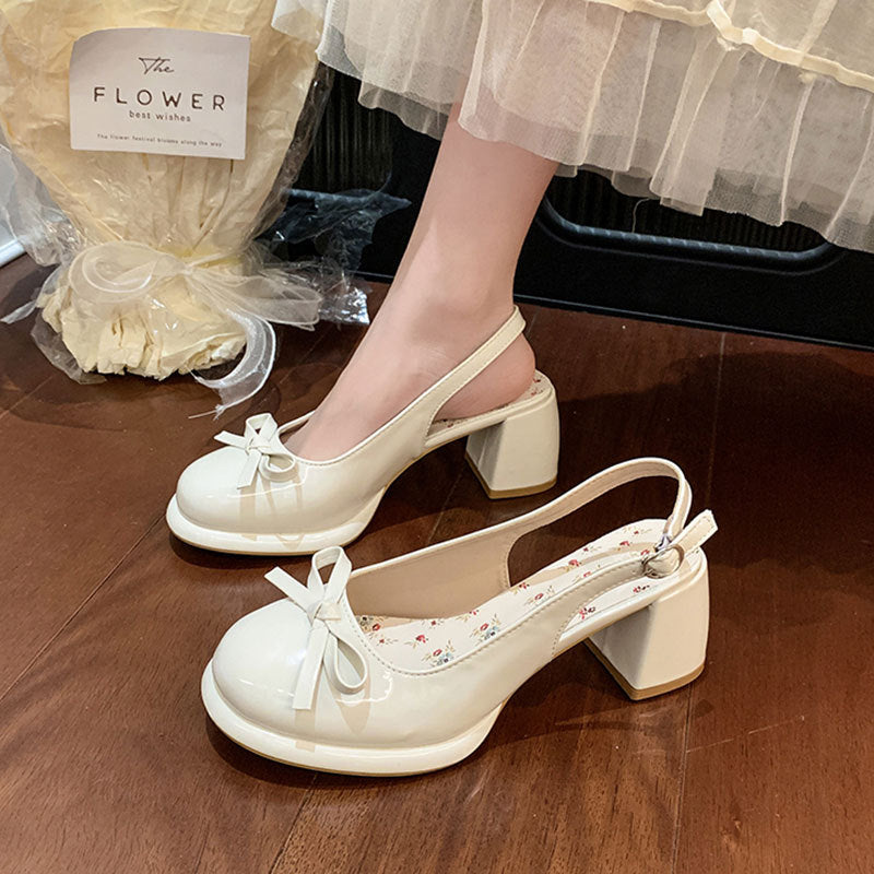 Bow High-Heel Sandals – French Fairy Style