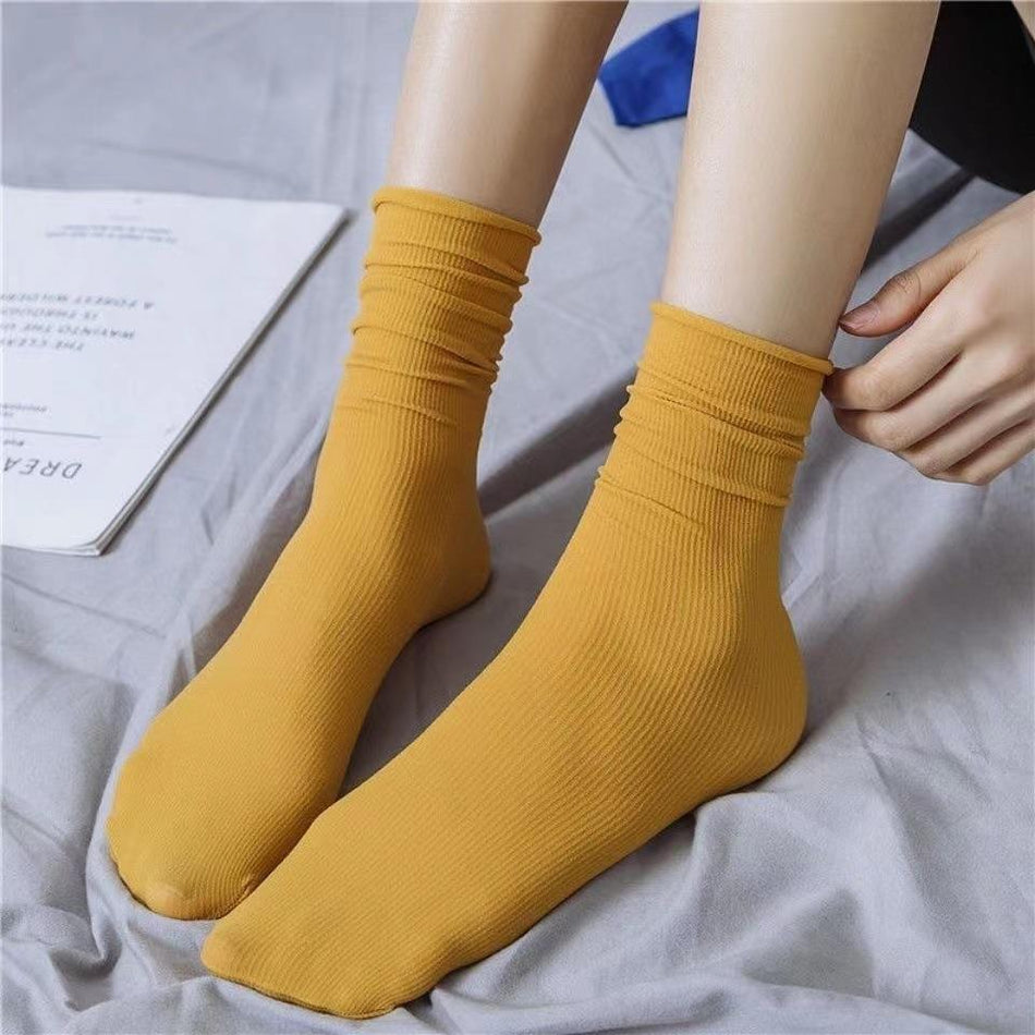 JK Style Long Ice Socks – Candy Color Summer Pile Socks