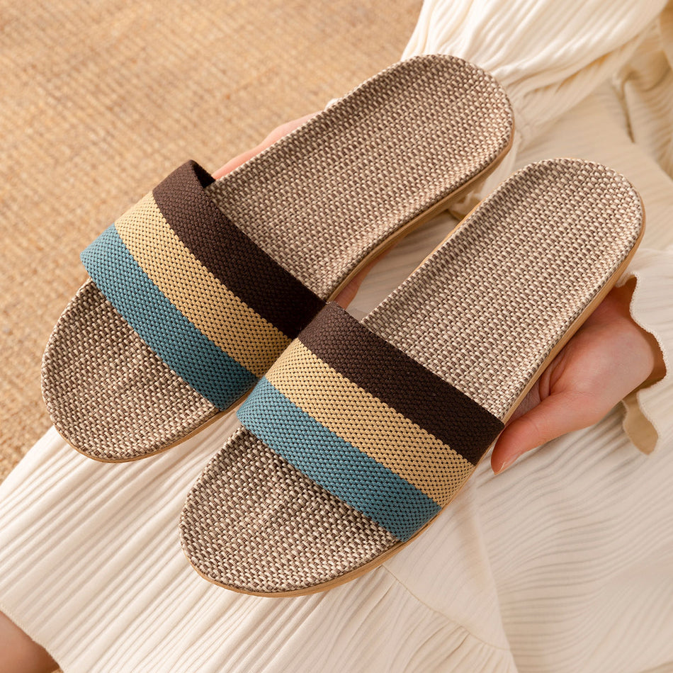 Jieliya Linen House Slippers – All-Season Cotton Comfort