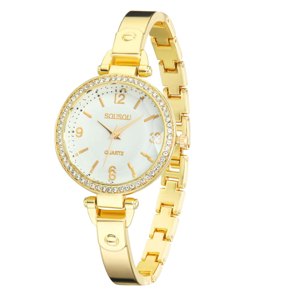 2025 Trendy Diamond-Accented Women's Steel Strap Watch