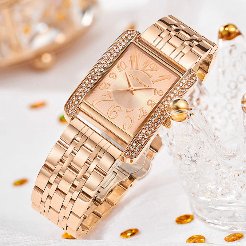 Retro Square Women's Quartz Watch – Steel Band & Stylish