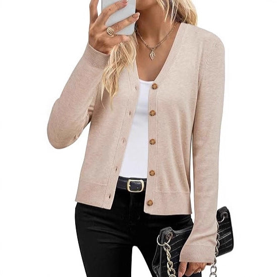 Women’s Normcore V-Neck Knit Cardigan Sweater Jacket