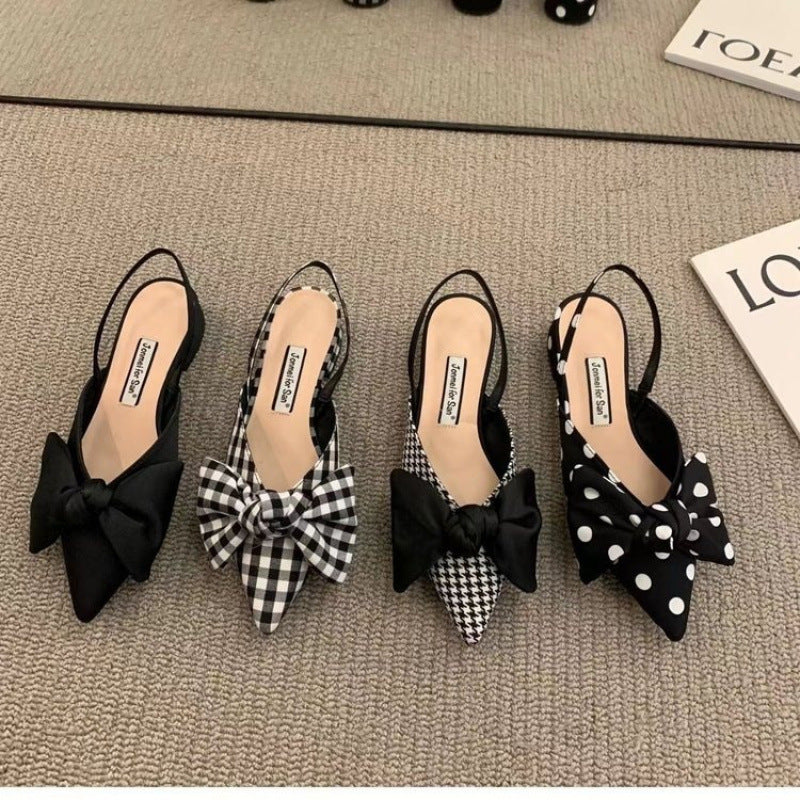 French Low-Heeled Bow Toe Sandals – 2025 Spring Chic