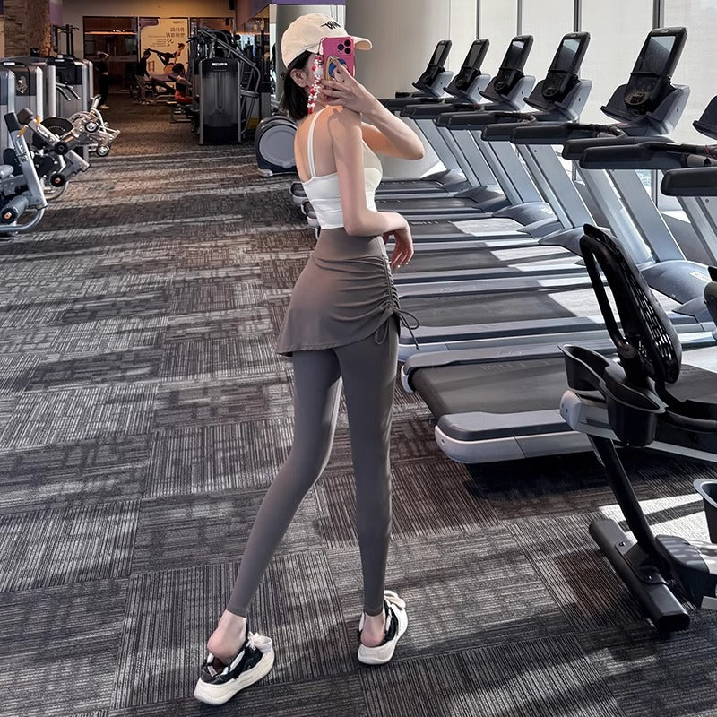 Fake Two-piece Hip-covering High-waist Yoga Skirt Pants Yoga
