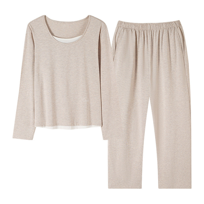 Women’s Modal Pajamas with Breast Pads Spring Autumn Two-Piece Set