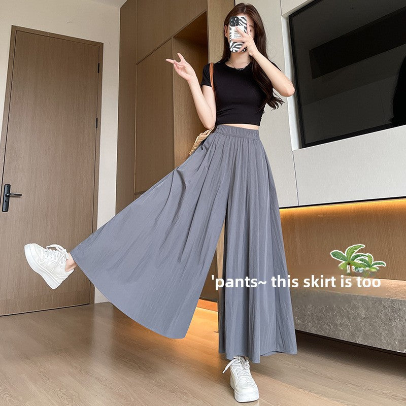 High Waist Ice Silk Culotte Skirt Pants