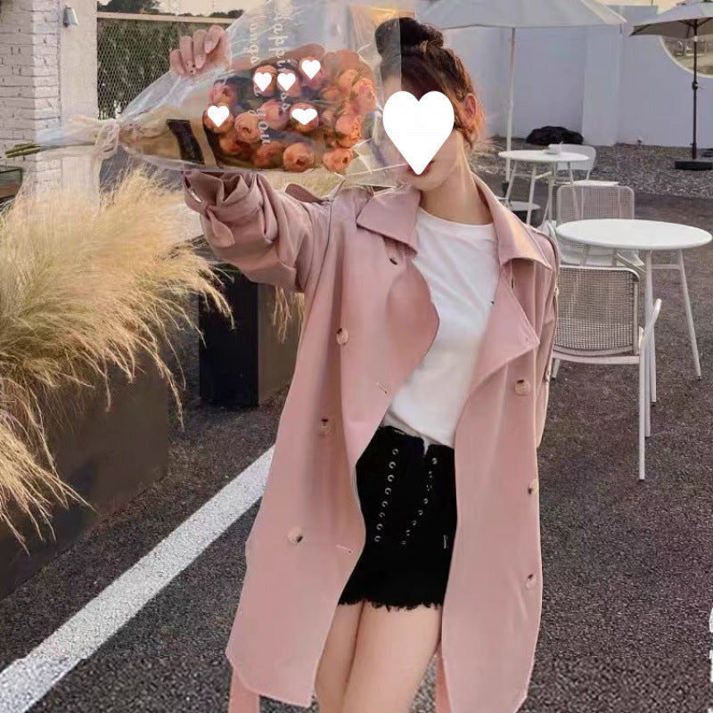 Women’s Pink Trenchcoat Short Coat Spring 2024