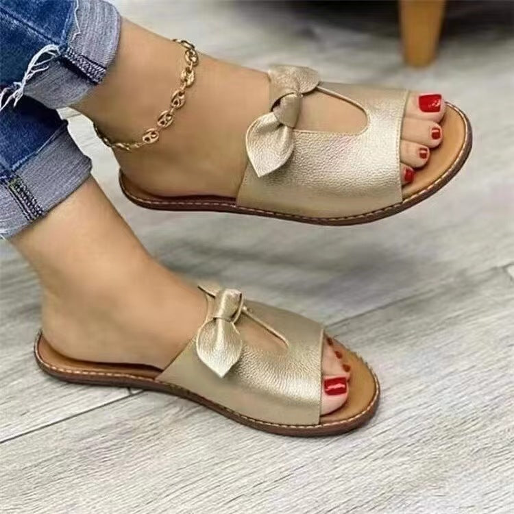 Bow Flat Slippers – Summer Sandals for Women (Plus Size)