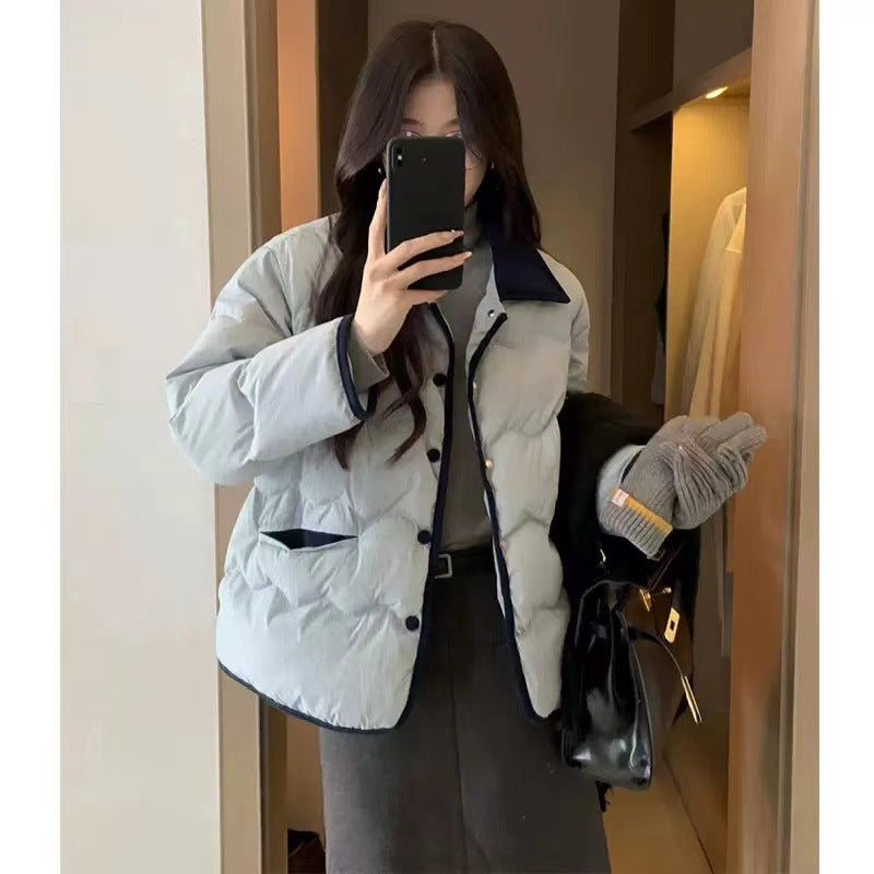 Korean Lapel Short Down Cotton Jacket