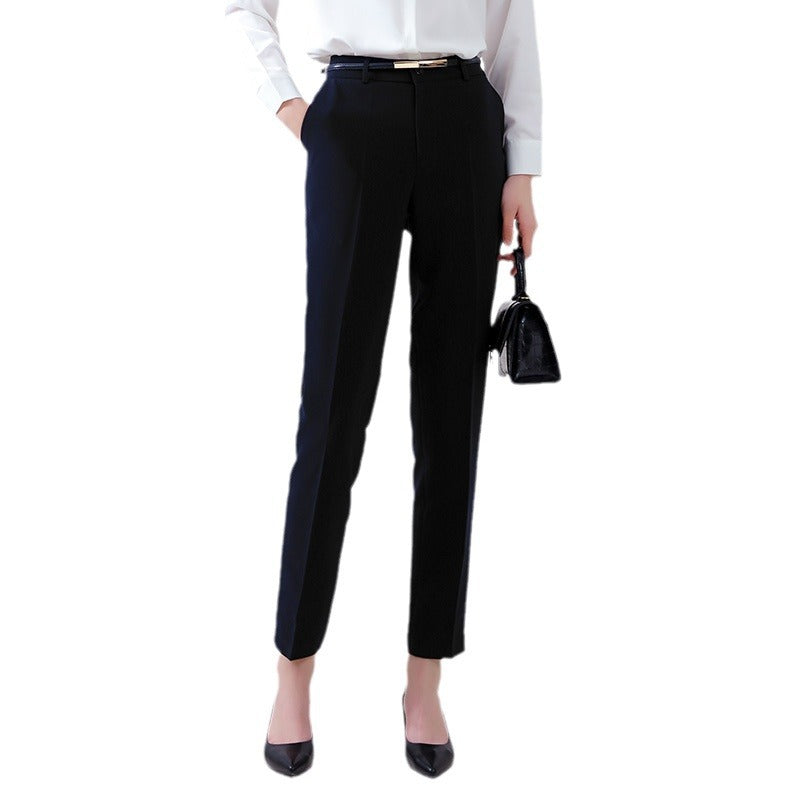 Women’s Black Slimming Straight-Leg Stretch Suit Pants