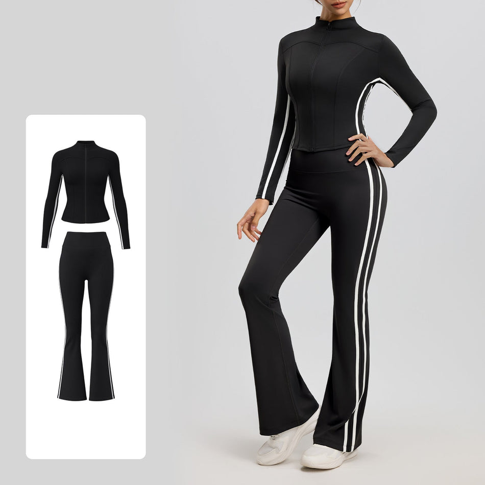 Women's Striped Yoga and Fitness Two-Piece Activewear Set