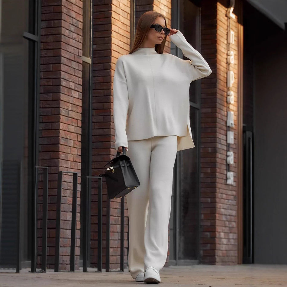 Women’s Knit Sweater + Wide-Leg Pants 2-Piece Set