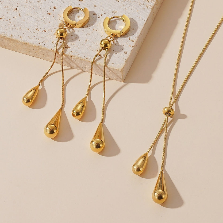 Luxury Tassel Jewelry Set | Water Drop Necklace & Earrings