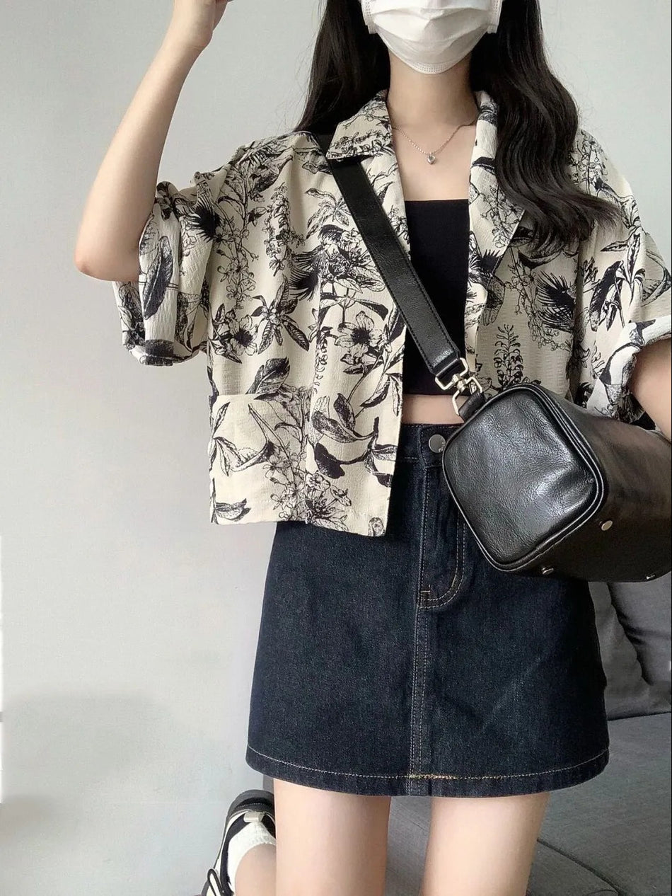Retro Hong Kong Style Loose Short Sleeve Shirt – Summer 2023