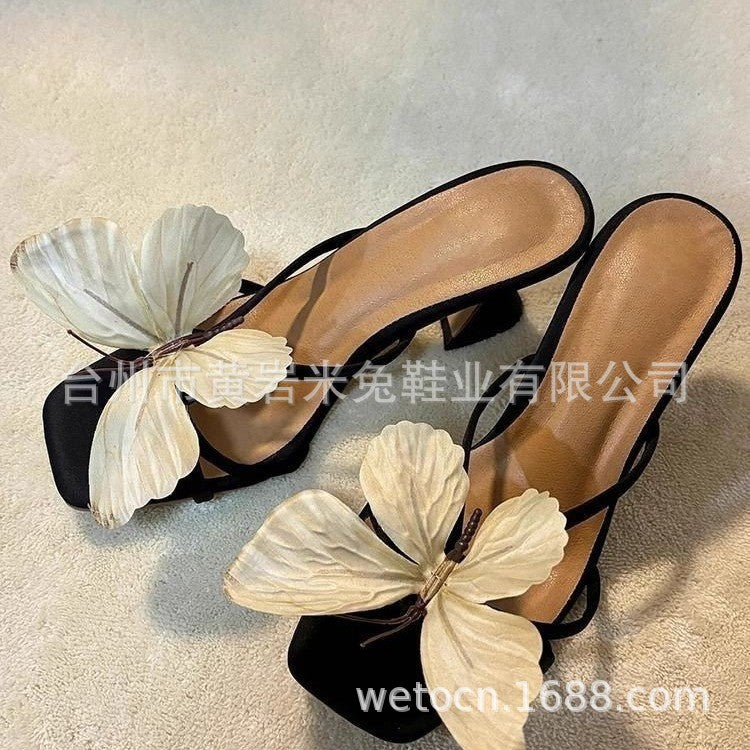 2025 Thai Butterfly Slip-On Thick-Heel Sandals