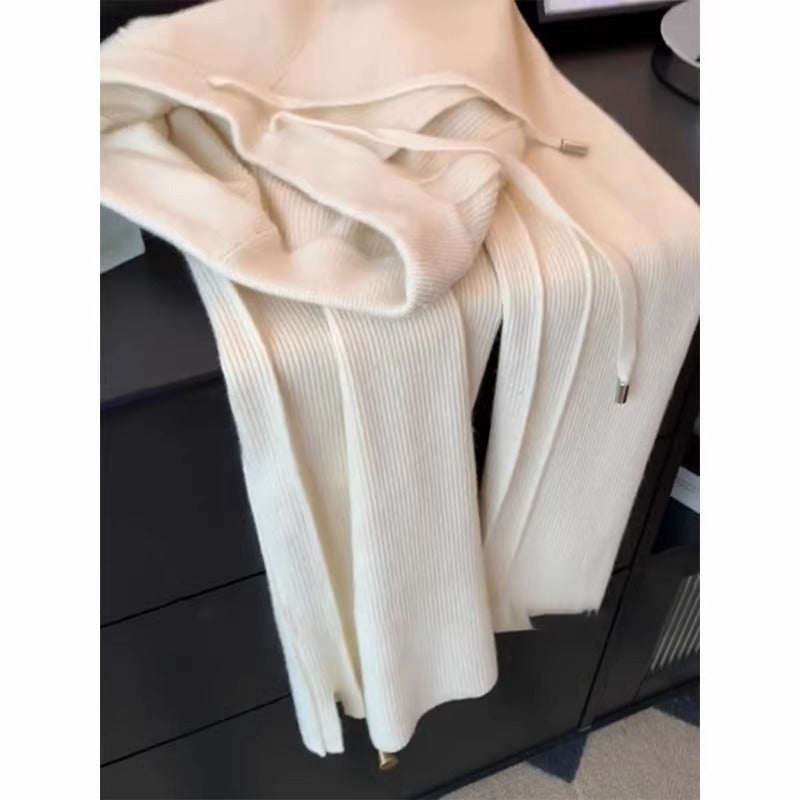 Women's Wool High-Waist Slim Knit Straight Pants