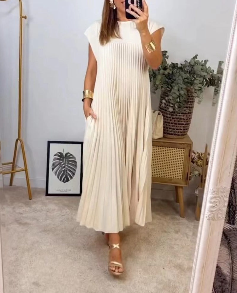 Pleated Sleeveless Dress – Spring & Summer Style