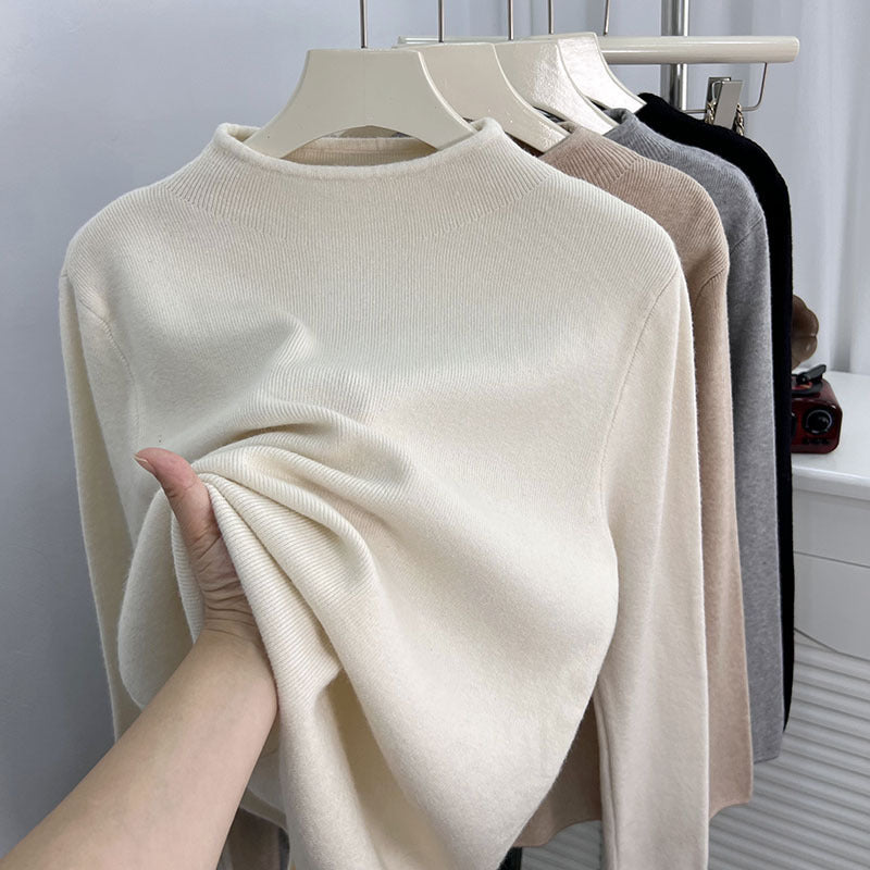 Women's Wool Blend Stand Collar Pullover Sweater
