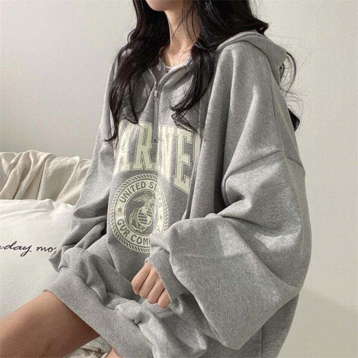 Women’s Cotton Zipper Hooded Korean Style Coat
