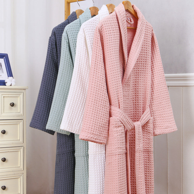Waffle Cotton Hotel Bathrobe – Thick & Absorbent Comfort
