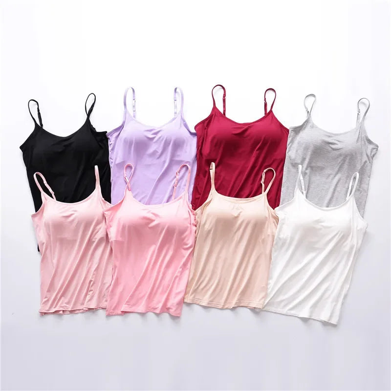 Women's Modal Camisole Vest – Built-in Chest Pad & Slim Fit