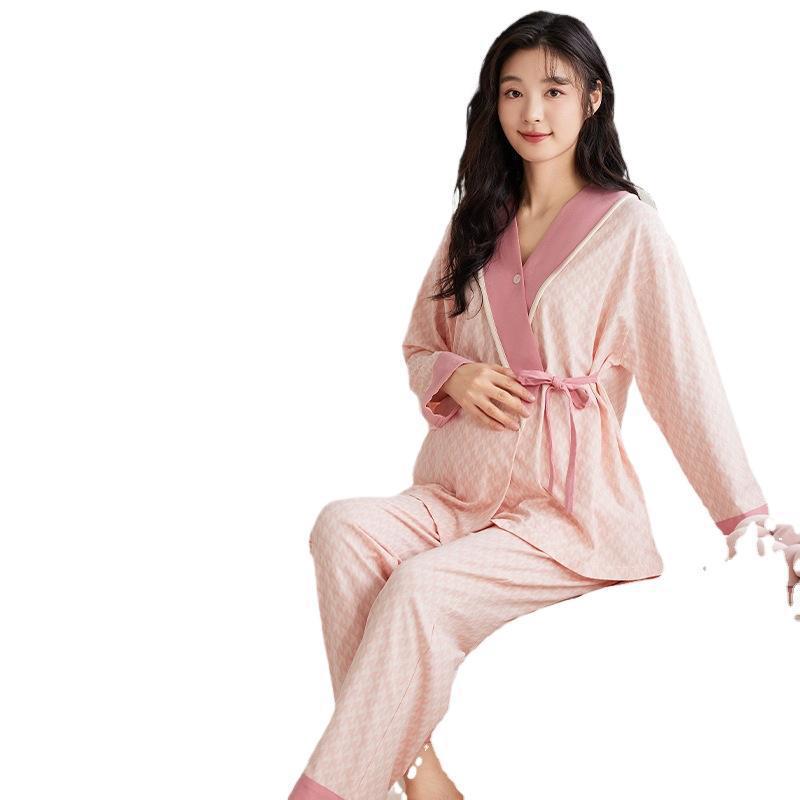 Maternity Nursing Pajamas Set with Chest Pad Two-Piece