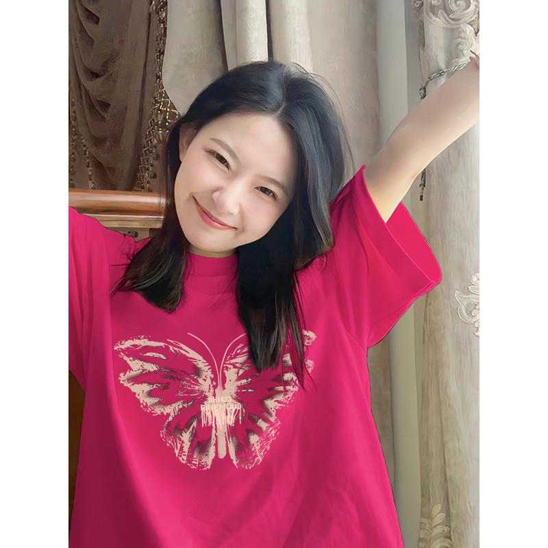 Summer Oversized Dragon Fruit Color Crewneck T-shirt