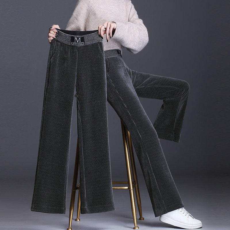 Winter High-Waist Corduroy Wide-Leg Pants