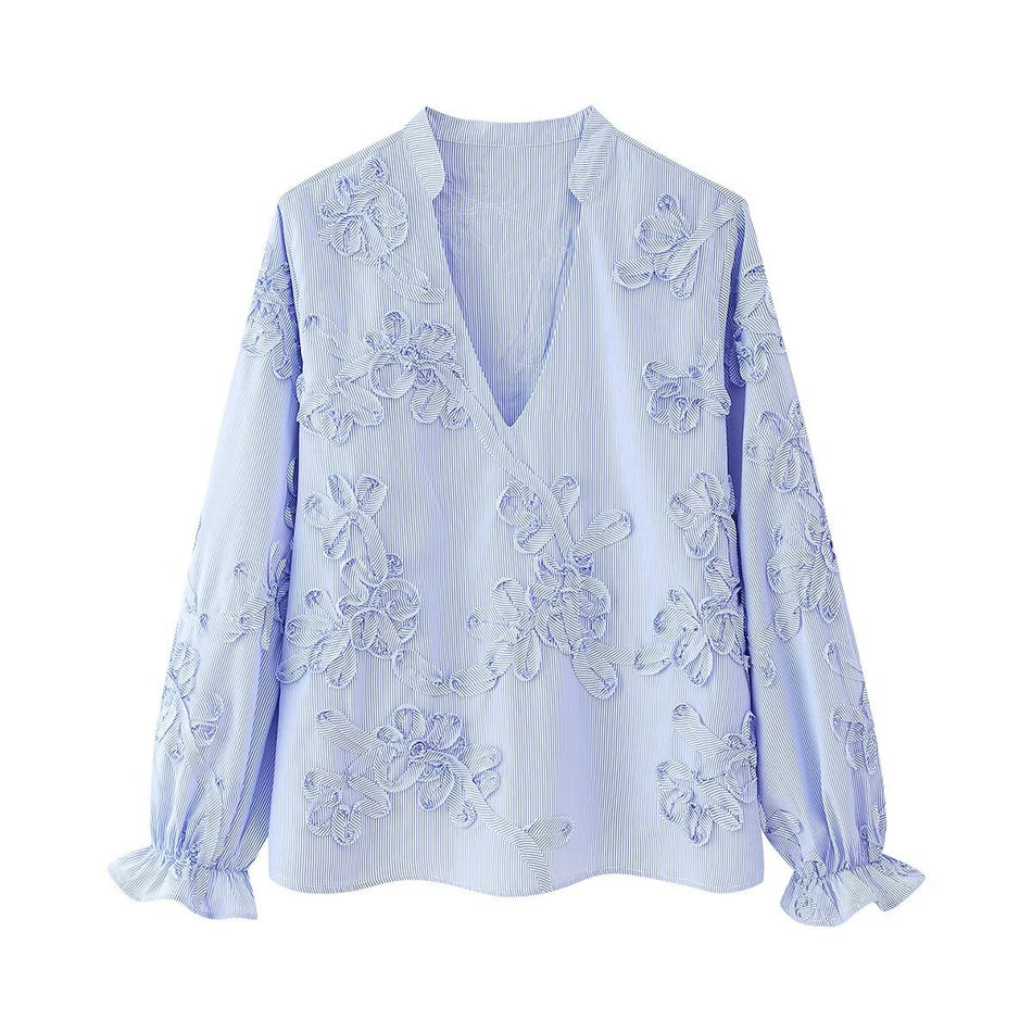 Women’s Striped Floral Poplin Shirt