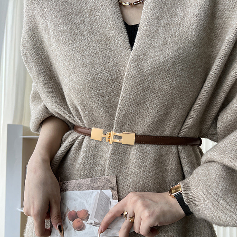 Genuine Leather Thin Belt for Women