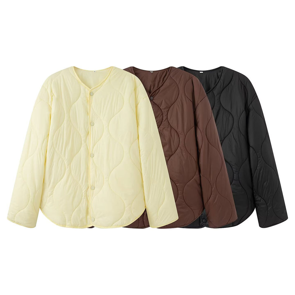 Women’s Round Neck Quilted Cotton Coat