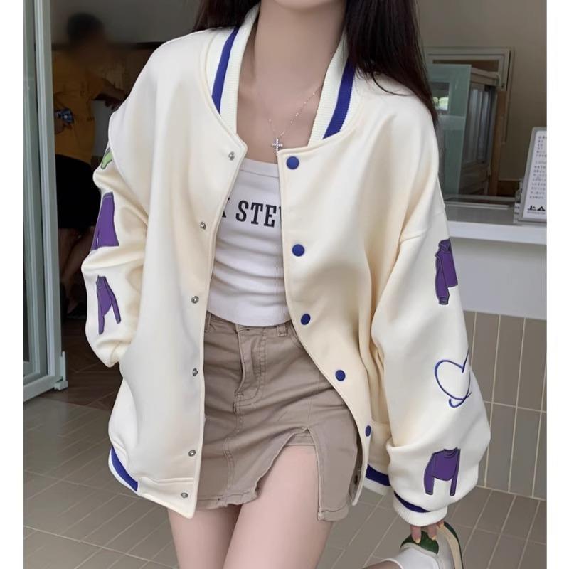 Women’s Retro Loose Student Baseball Jacket