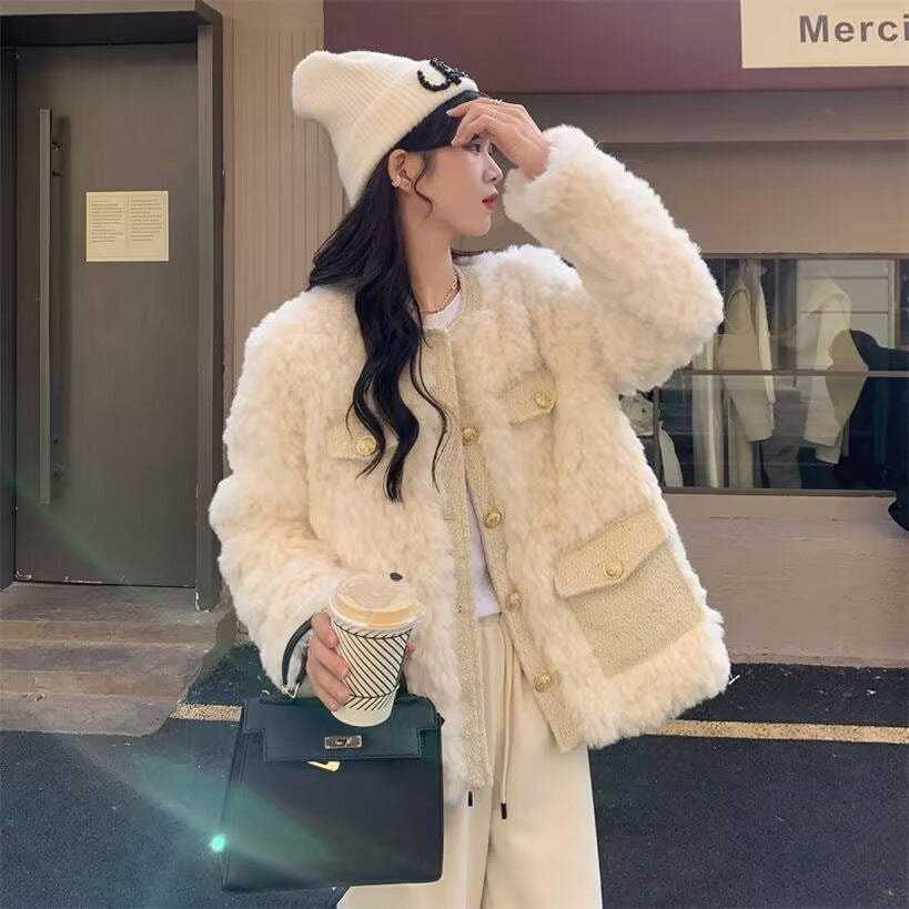 Winter Lamb Wool Plush Loose Women’s Coat