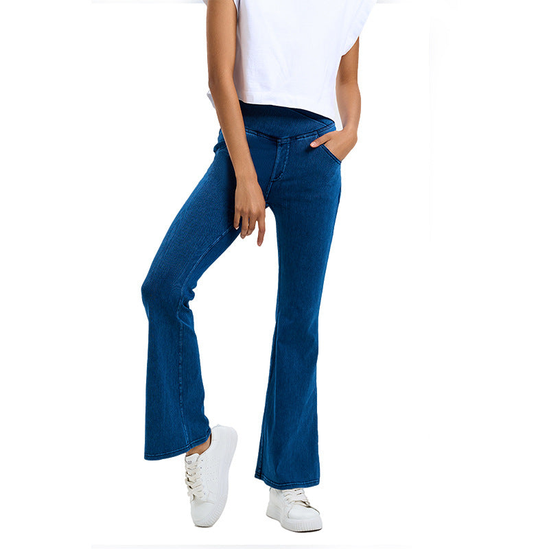 Cross-Waist Flared Jeans