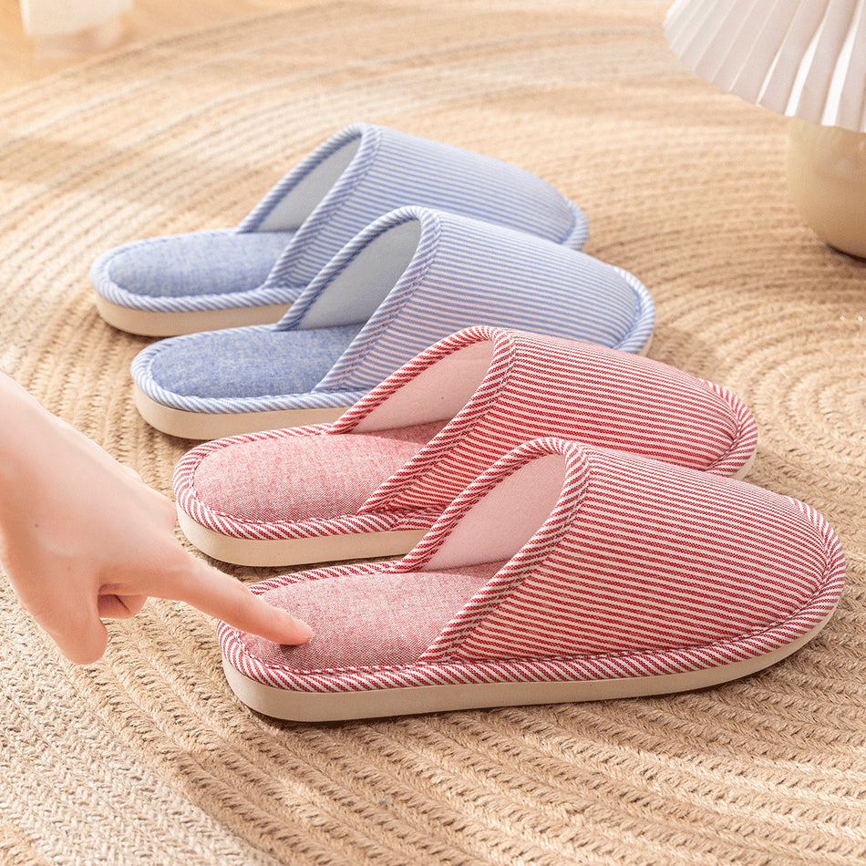 Jielia Four-Season Hotel Slippers – Soft Cotton Couple Pair