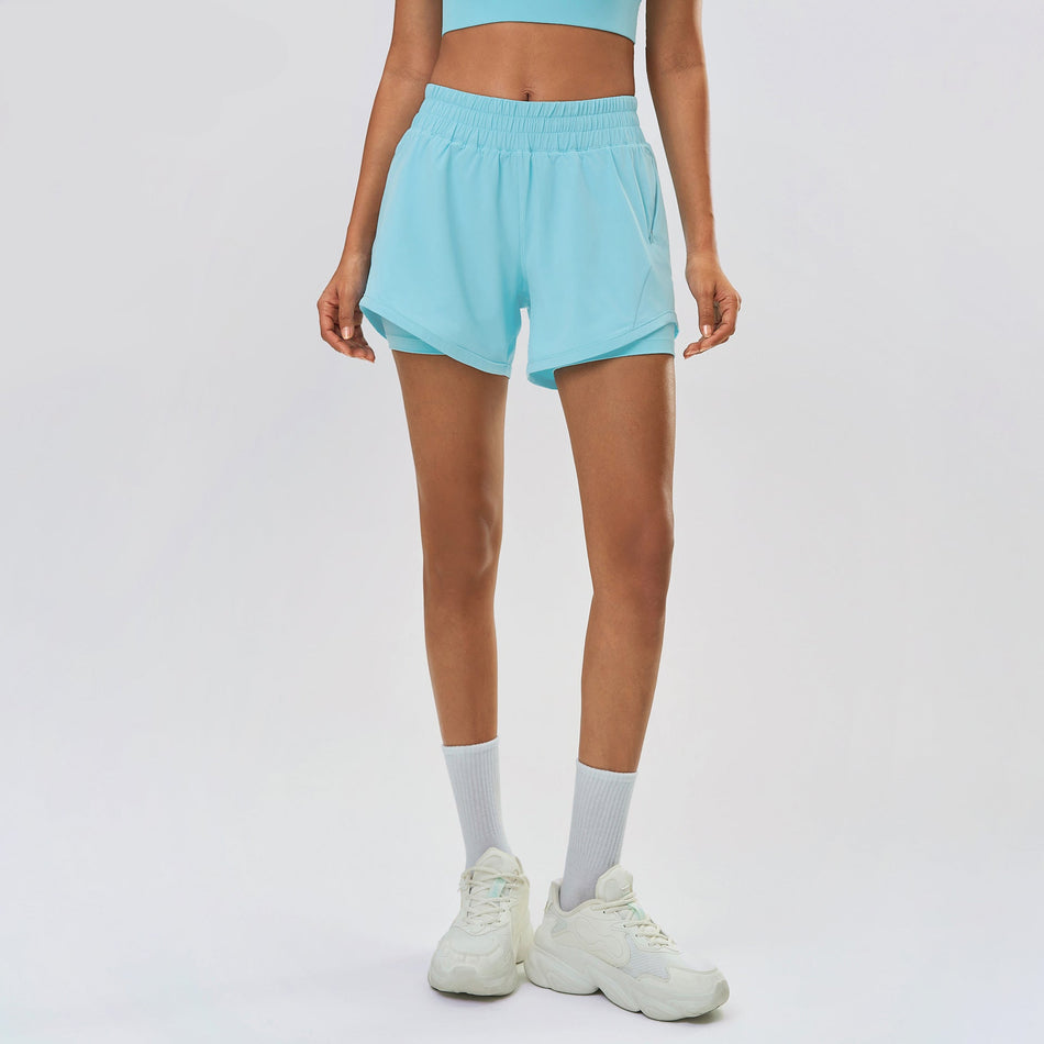 High-Waisted Quick-Dry Two-in-One Performance Shorts