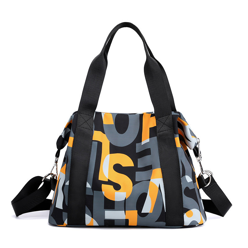 Korean-Style Nylon Letter Shoulder Bag – Large Capacity Tote