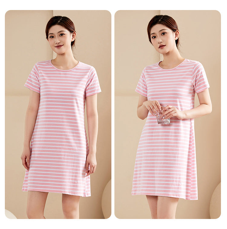 Combed Cotton Nightdress with Chest Pad