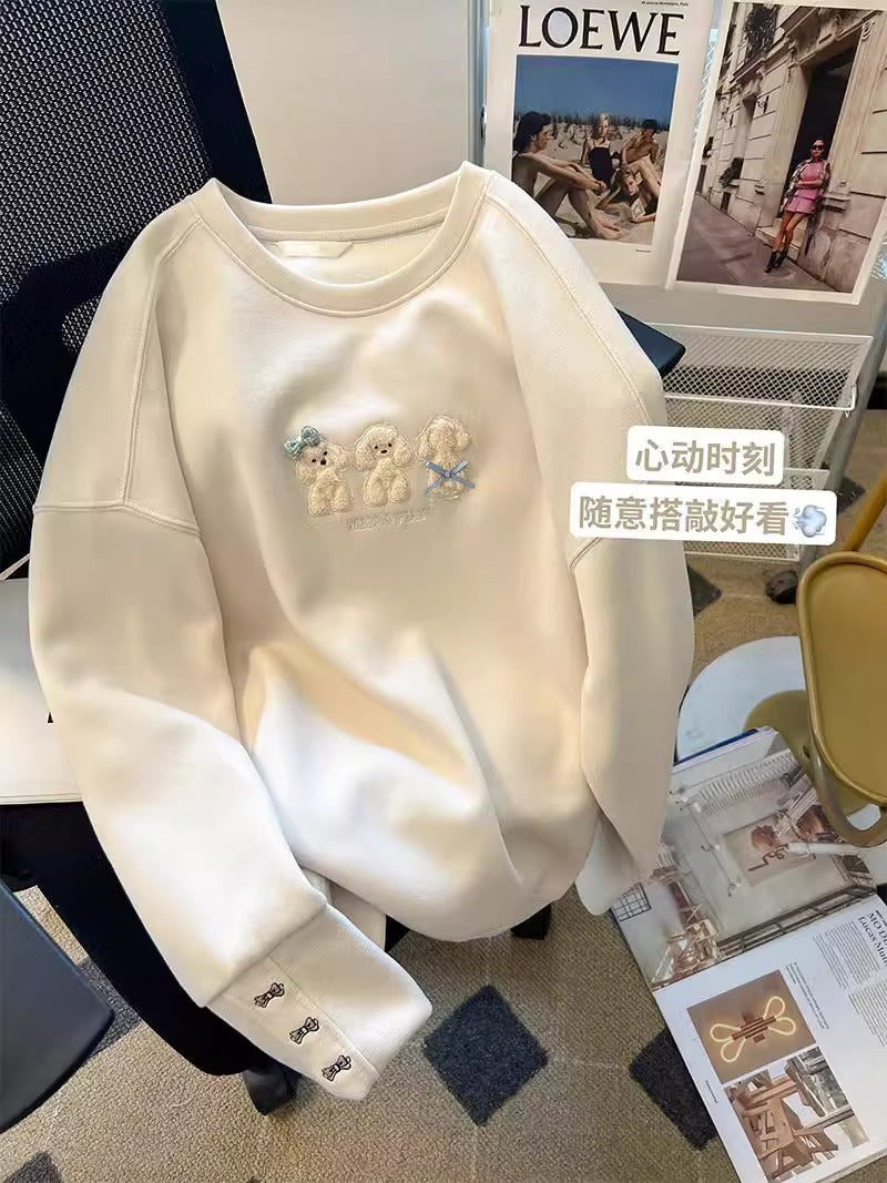 Puppy Embroidered Crewneck Sweatshirt